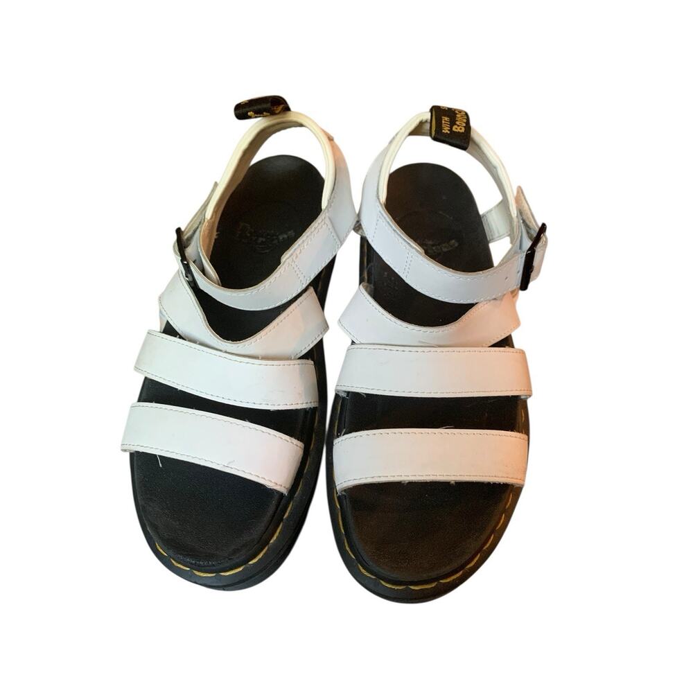 Dr Martens Blaire Womens Sandals Size 10 White Leather Platform‎ Chunky Strappy